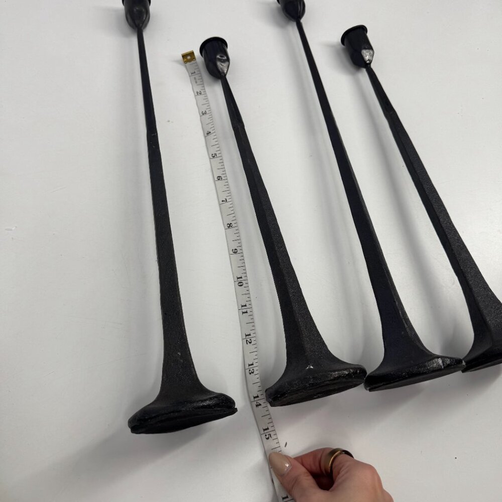 Artisan Hand-Forged Wrought Iron Taper Candle Holders - Set of 4 (13"-15") - Picture 7 of 7